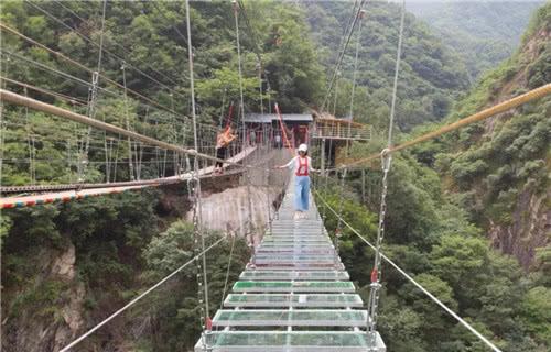 绿色丛林中的高空惊险，老君山高空铁索