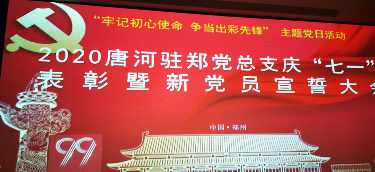 2020唐河驻郑党总支开展“牢记初心使命、争当出彩先锋” 主题党日活动和庆“七一”表彰暨新