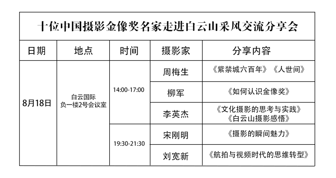 十位中国摄影金像奖摄影名家白云山采风活动今日启动